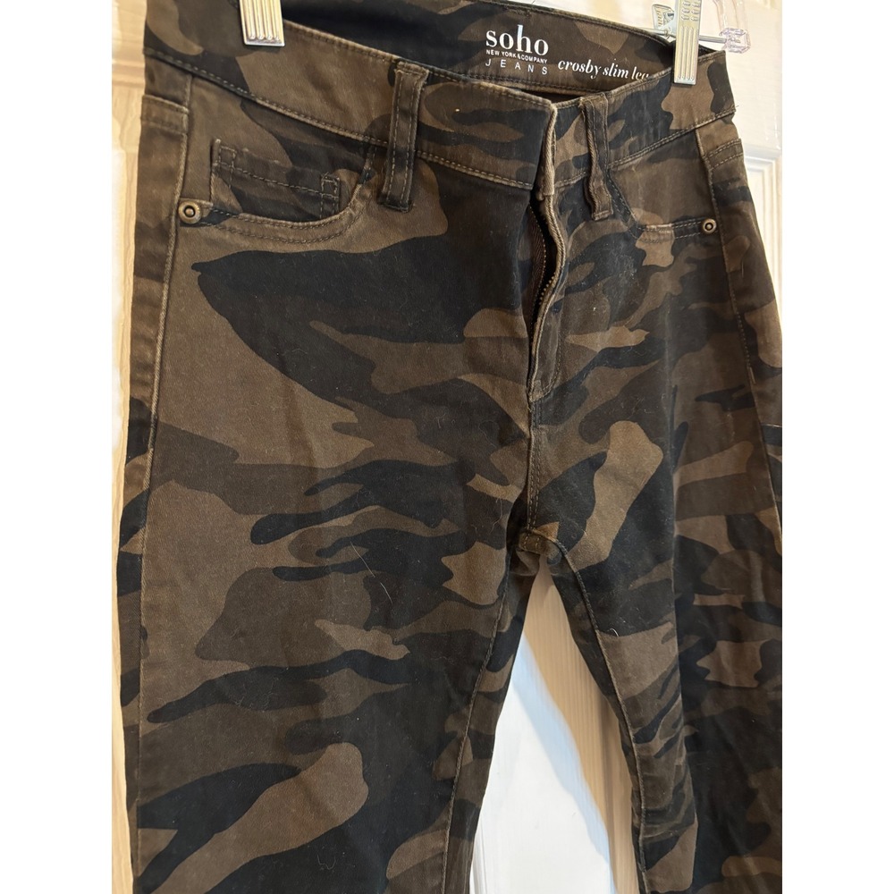 Soho Crosby Slim Leg Camouflage Jeans Size 0 Olive Green Brown Camo Pants